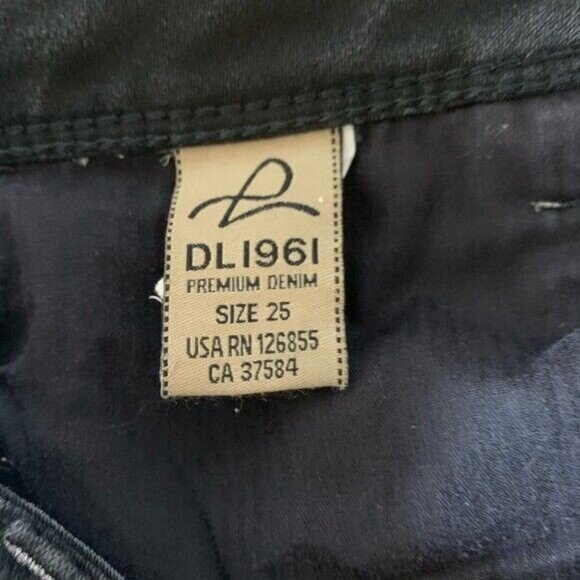 DL1961 Angel Jeans Mid Rise Skinny Ankle Black Onyx Women's Size 25 - Picture 5 of 7